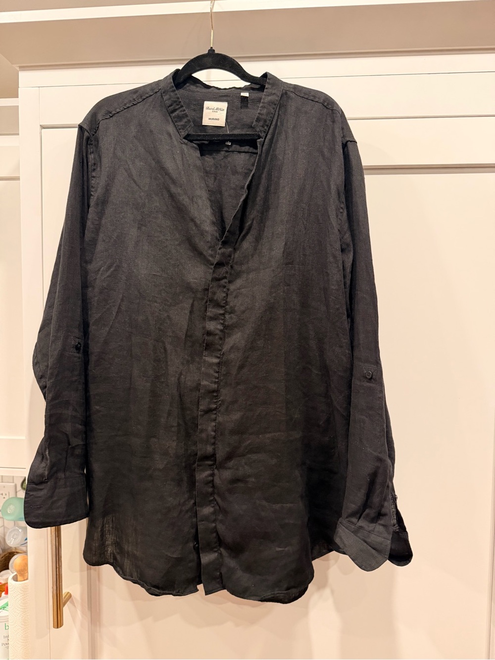 Murano Baird McNutt Linen Black Button Down Tunic Shirt 2X Tall